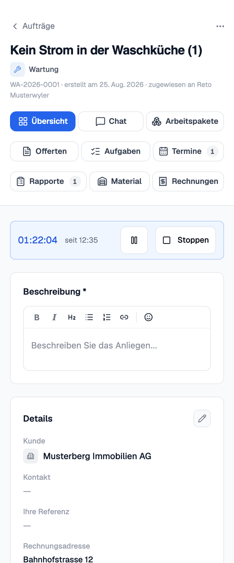 An order on the Monteur's phone in elektro.box